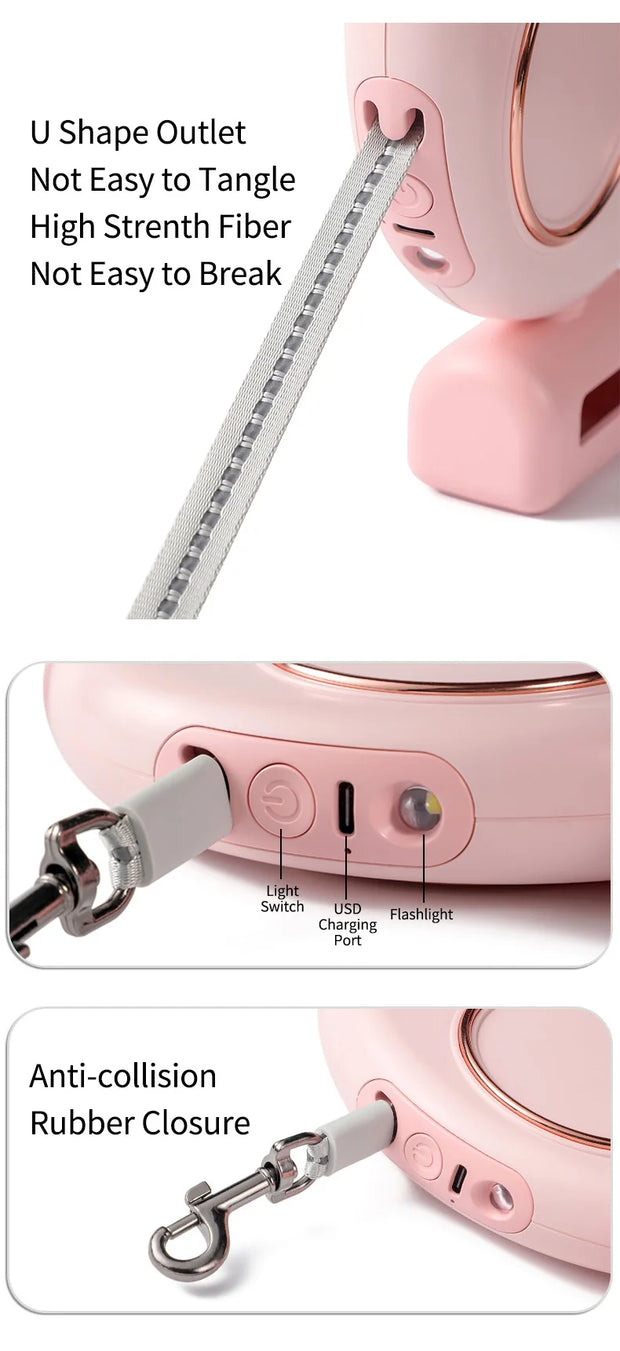 3M Retractable Dog Leash with Poop Bag Holder