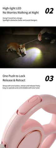 3M Retractable Dog Leash with Poop Bag Holder