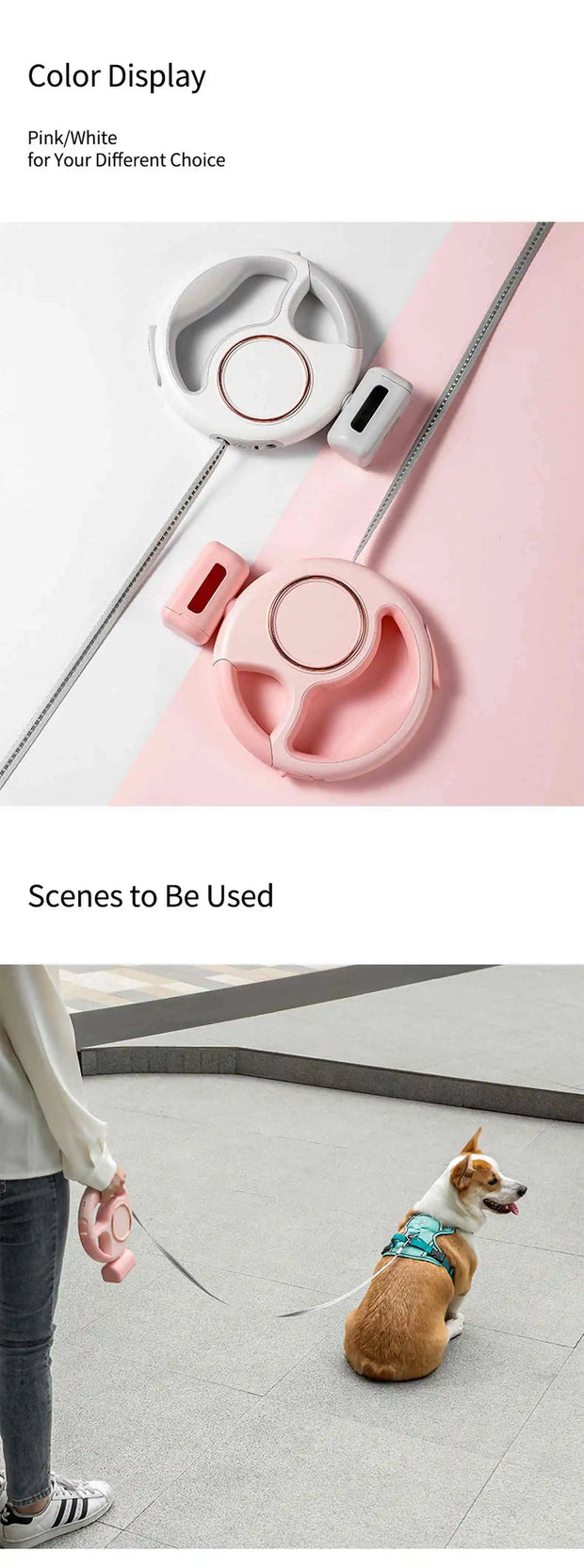 3M Retractable Dog Leash with Poop Bag Holder