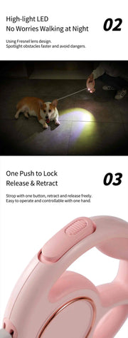 3M Retractable Dog Leash with Poop Bag Holder