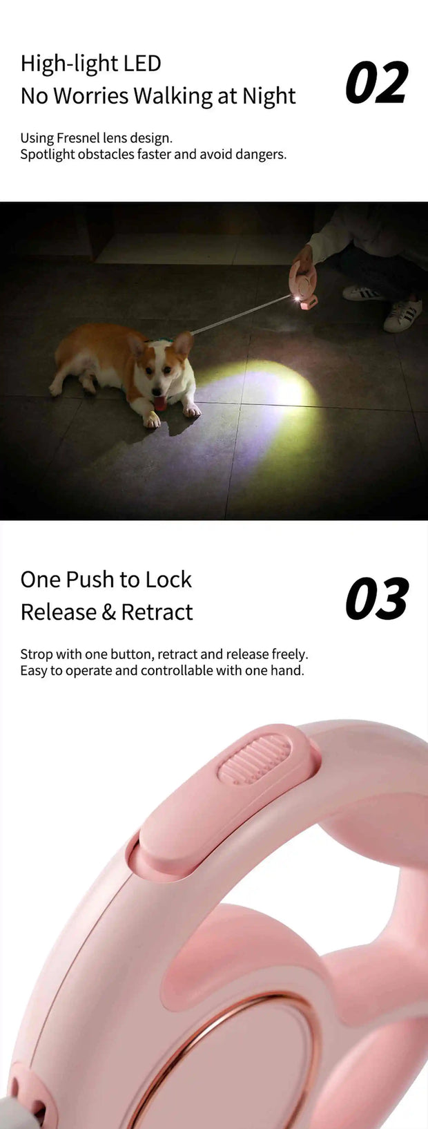 3M Retractable Dog Leash with Poop Bag Holder