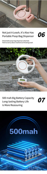 3M Retractable Dog Leash with Poop Bag Holder