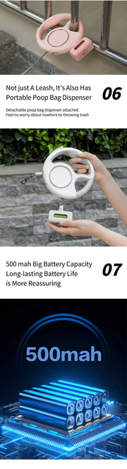 3M Retractable Dog Leash with Poop Bag Holder