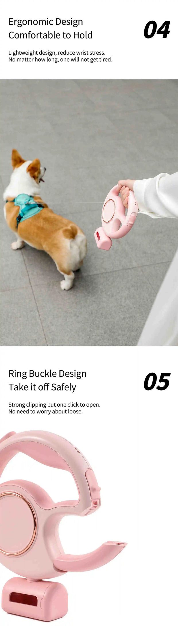 3M Retractable Dog Leash with Poop Bag Holder