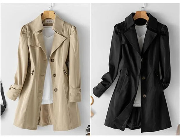 Spring Autumn Solid Trench Coat