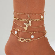 7pcs Bohemian Shell & Starfish Anklet Set