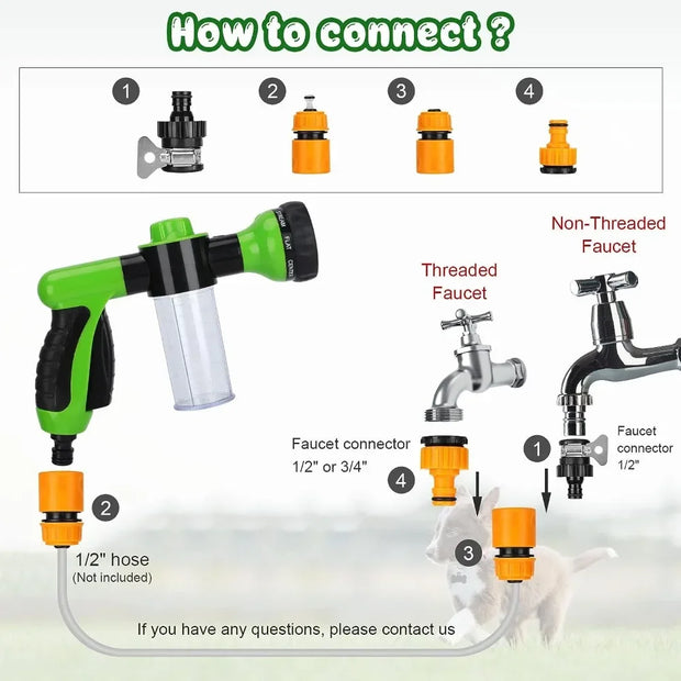 8-in-1 Dog Shower Sprayer Gun