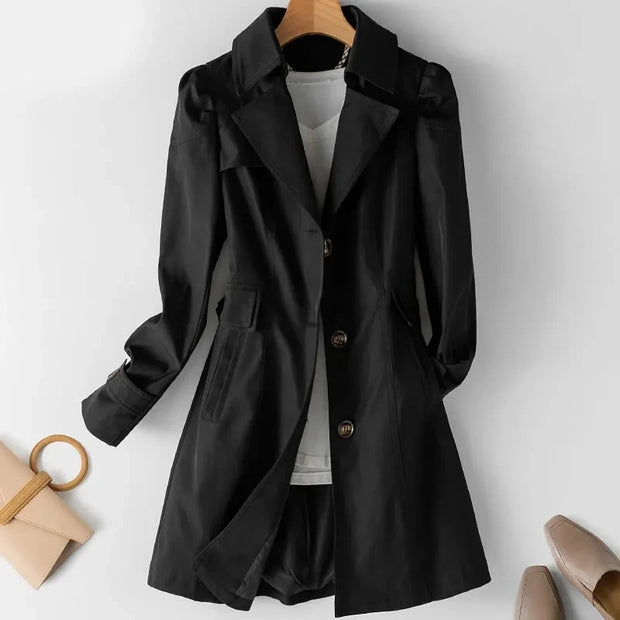 Spring Autumn Solid Trench Coat