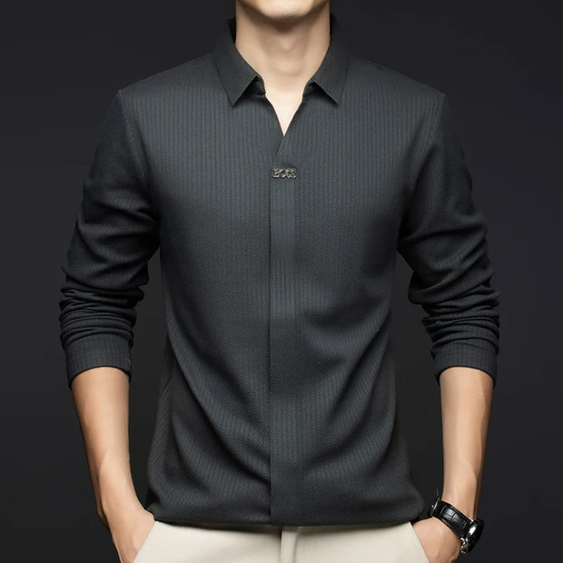 Solid Color V-Neck Shirt