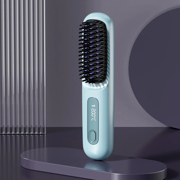 Wireless Ceramic Hair Straightening Brush