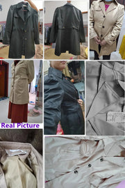 Spring Autumn Solid Trench Coat