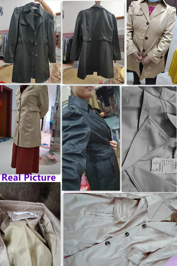 Spring Autumn Solid Trench Coat