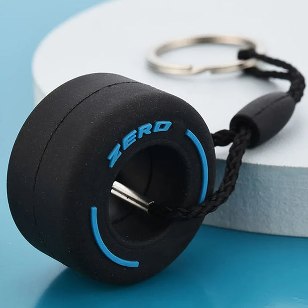 Luxury Mini F1 Racing Tire Keychain – Car Key Accessory & Gift for Car Lovers