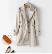 Spring Autumn Solid Trench Coat