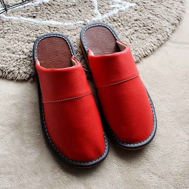 Classic PU Leather Indoor Slippers