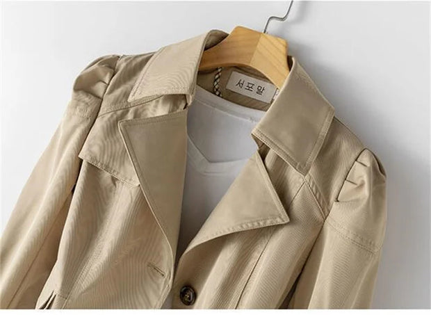 Spring Autumn Solid Trench Coat