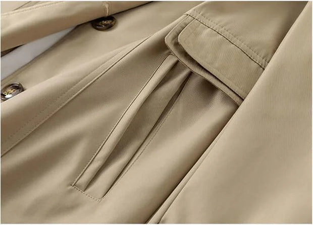 Spring Autumn Solid Trench Coat