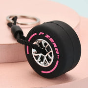 Luxury Mini F1 Racing Tire Keychain – Car Key Accessory & Gift for Car Lovers