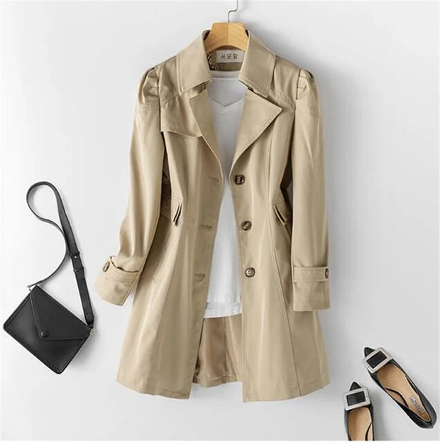Spring Autumn Solid Trench Coat