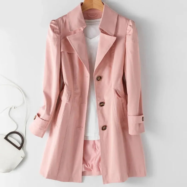 Spring Autumn Solid Trench Coat