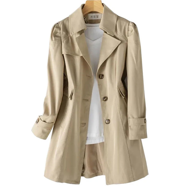 Spring Autumn Solid Trench Coat