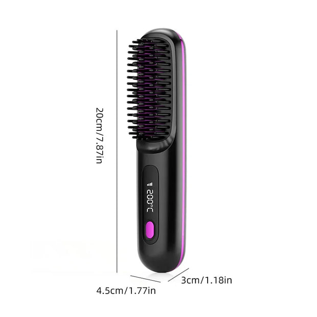 Wireless Ceramic Hair Straightening Brush