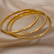 3PCS 18K Gold Plated Bangle Bracelets – Waterproof Stainless Steel Minimalist Jewelry