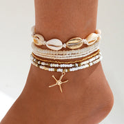 7pcs Bohemian Shell & Starfish Anklet Set