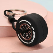 Luxury Mini F1 Racing Tire Keychain – Car Key Accessory & Gift for Car Lovers