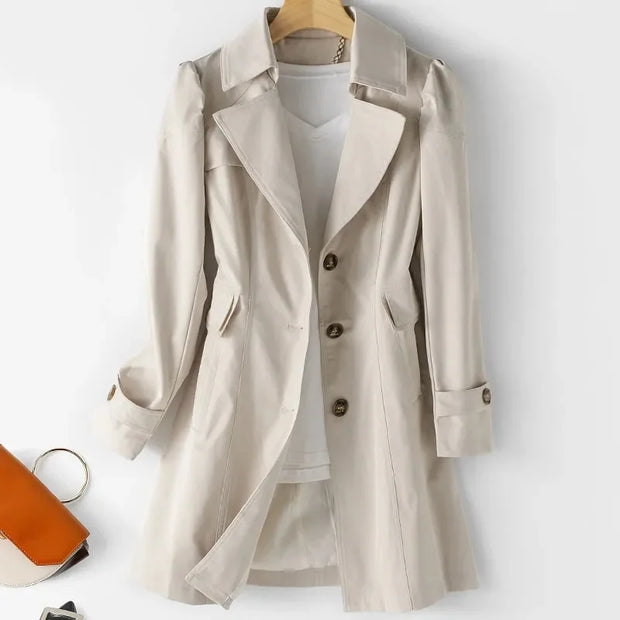 Spring Autumn Solid Trench Coat