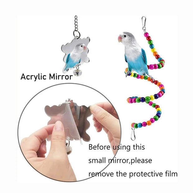 7pcs Parrot Toy Set with Swing & Ladder