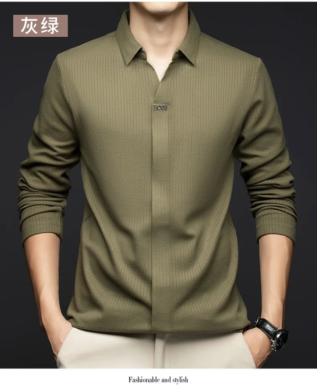 Solid Color V-Neck Shirt