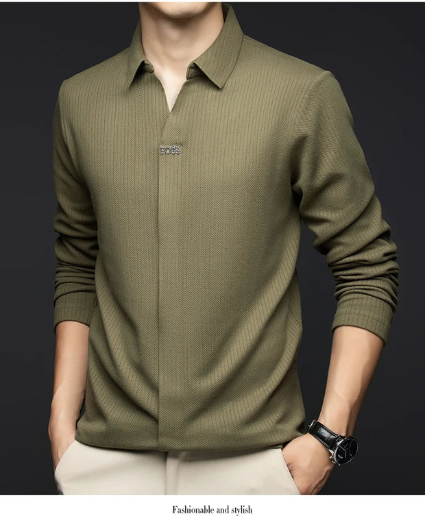 Solid Color V-Neck Shirt
