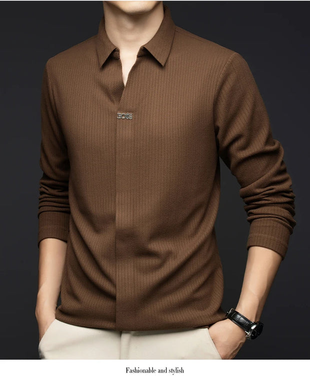 Solid Color V-Neck Shirt