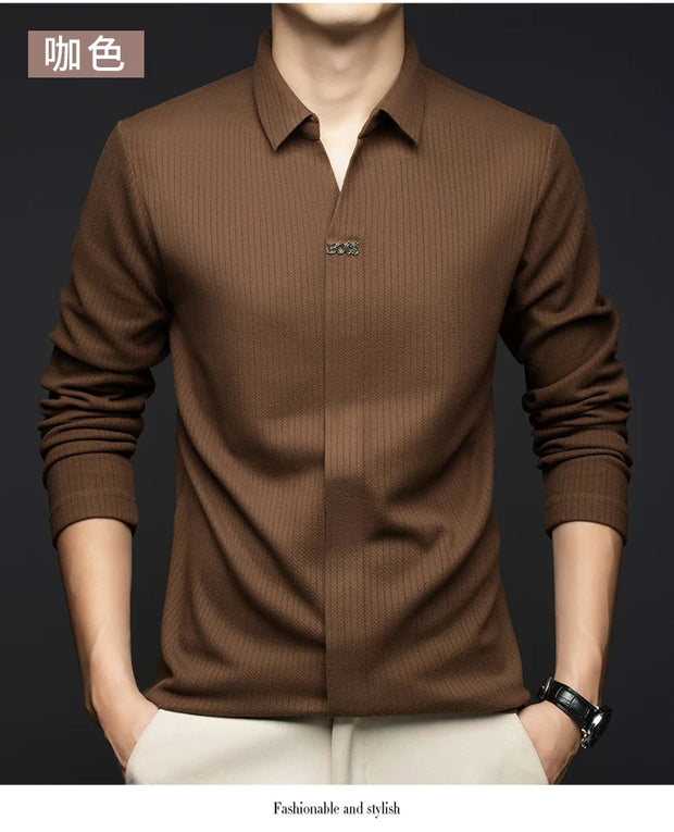 Solid Color V-Neck Shirt
