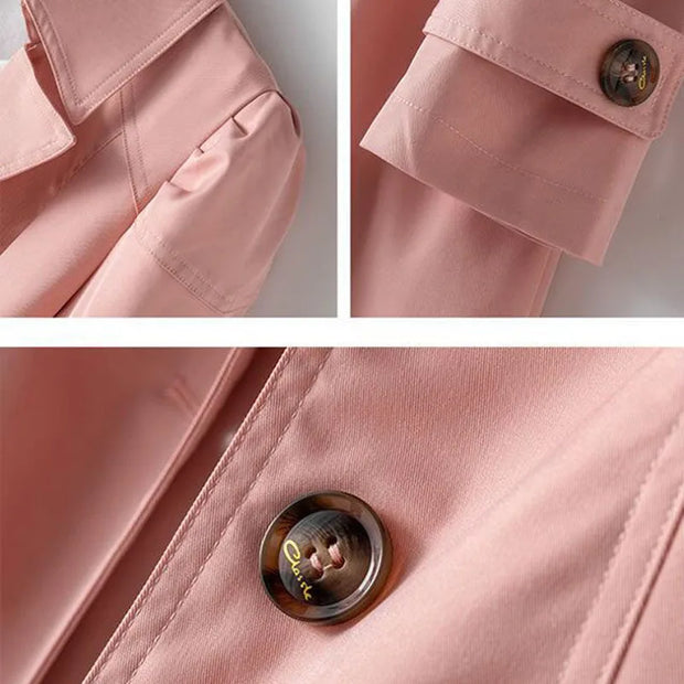 Spring Autumn Solid Trench Coat