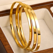 3PCS 18K Gold Plated Bangle Bracelets – Waterproof Stainless Steel Minimalist Jewelry