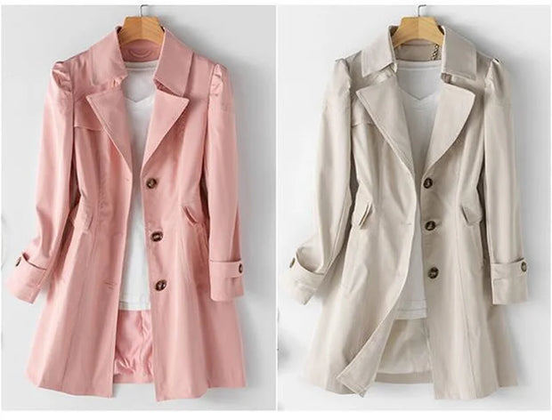 Spring Autumn Solid Trench Coat