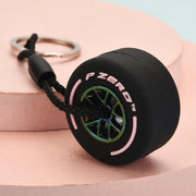 Luxury Mini F1 Racing Tire Keychain – Car Key Accessory & Gift for Car Lovers