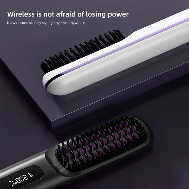 Wireless Ceramic Hair Straightening Brush