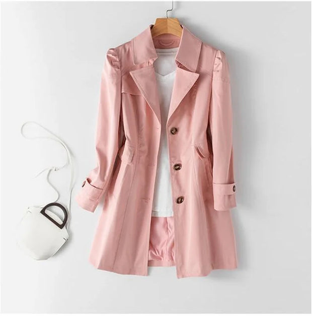 Spring Autumn Solid Trench Coat